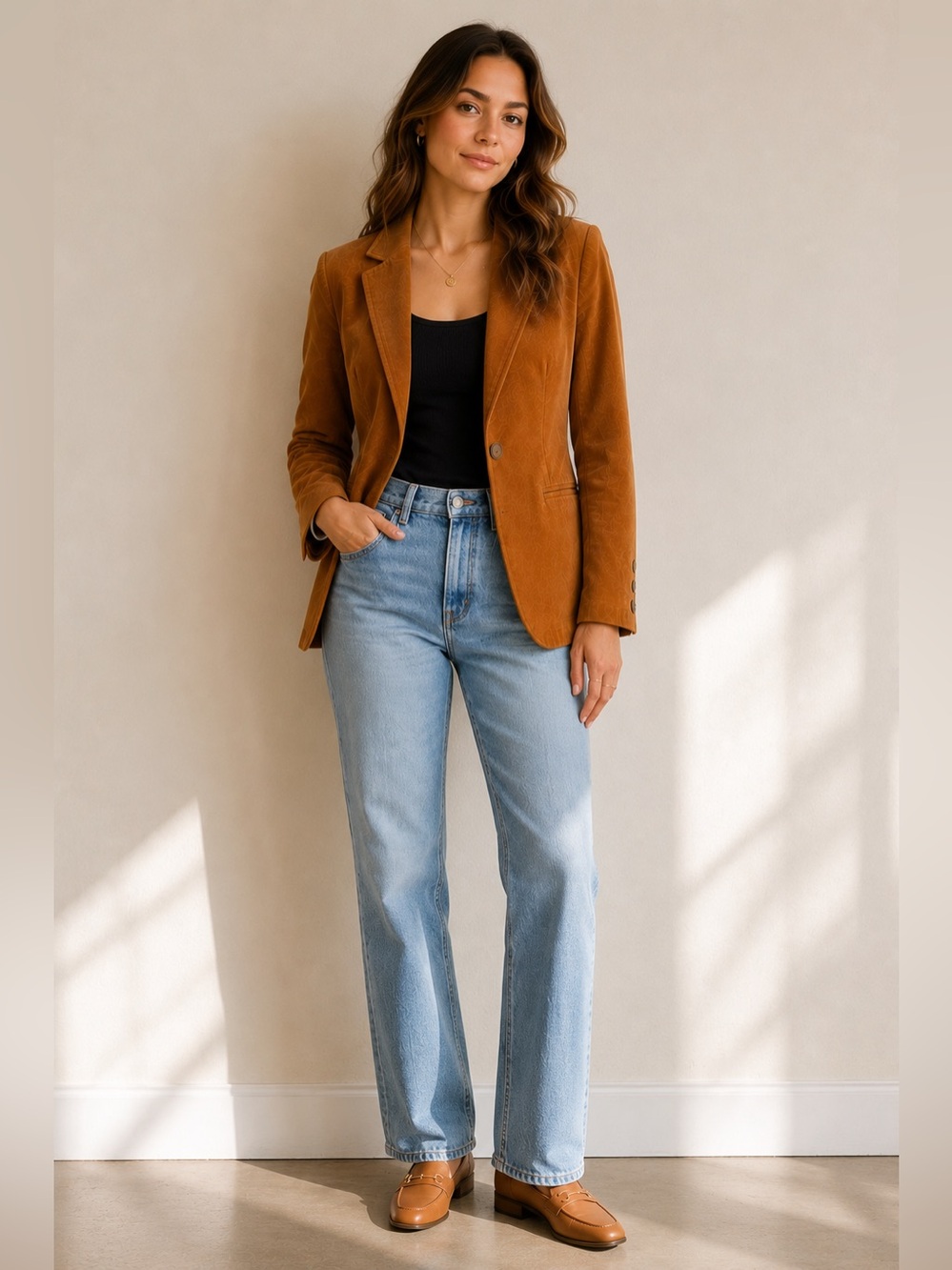 Vintage Gloria Vanderbilt Corduroy Blazer Camel Preppy Brown Stretch Jacket S - Picture 7 of 17
